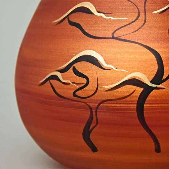 Studio Miracle: Vase Bulb Red-Orange, Glitter, 16,5 cm, Hand-decorated by Vlasta Voborníková