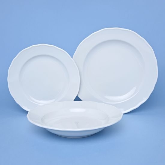 Plate set for 6 persons, 24, 21, 19 cm, White, Cesky porcelan a.s.