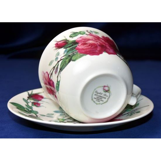 English Rose: Šálek 420 ml a podšálek snídaňový, anglický kostní porcelán Roy Kirkham