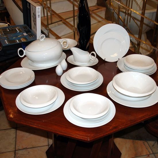 Dining set for 6 persons, Future white, Thun 1794 Carlsbad porcelain, FUTURE