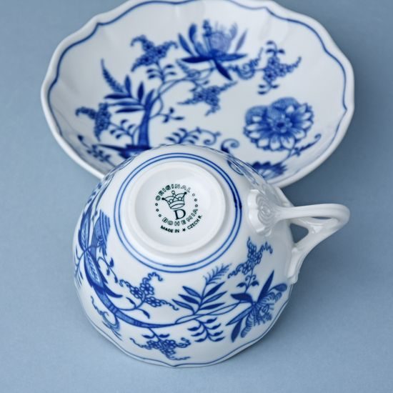 Cup + saucer B 210 ml / 14 cm, Prague Charles Bridge, Original Blue Onion pattern