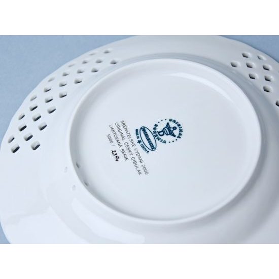 Vánoční / výroční talíř 2000 závěsný 18 cm, prolamovaný, Cibulák, originální z Dubí