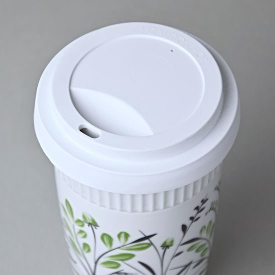 Šálek ToGo 300 ml, Zeleno - černé kvítí, Benedikt dvoustěnka