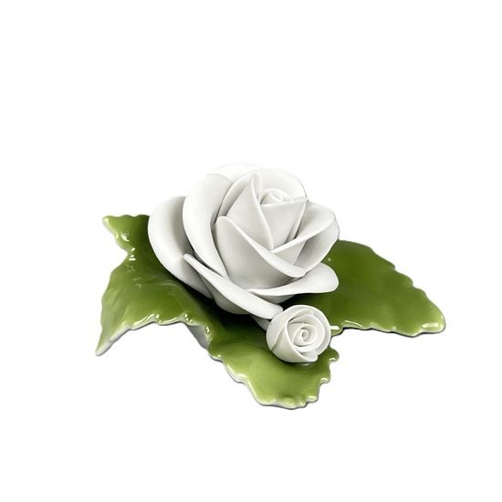 Růžička s malým poupátkem na stůl - bílá 7 x 7 x 4 cm, Porcelánové figurky Unterweissbacher