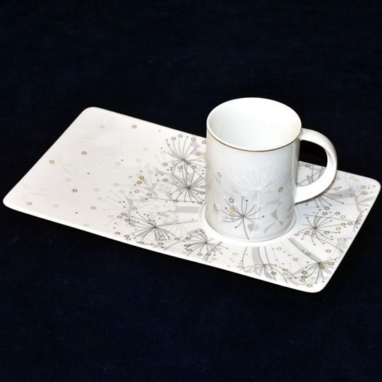 Cup 230 ml plus tray 27 x 16 cm, Summer Breeze 4198, Tettau porcelain