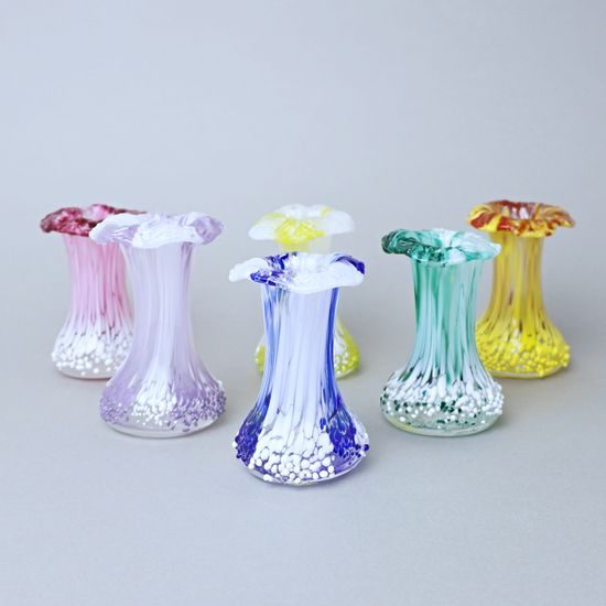 Mini Pulled Vase – solid glass, 9 cm (random decor selection), GlasStar Bohemia Glass