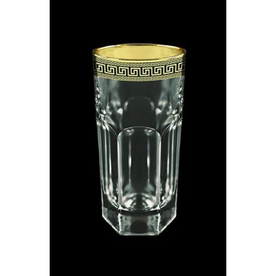 Astra Gold: Sklenice vysoká (long drink) 370 ml, 6 ks. křišťál, Antique Golden Black decor