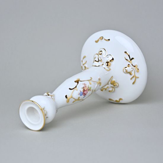 Candleholder Rococo 10,7 x 17,8 cm, White + print + Gold, Royal Dux Bohemia