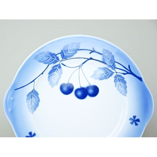 Cake plate 27 cm, Thun 1794 Carlsbad porcelain, BLUE CHERRY