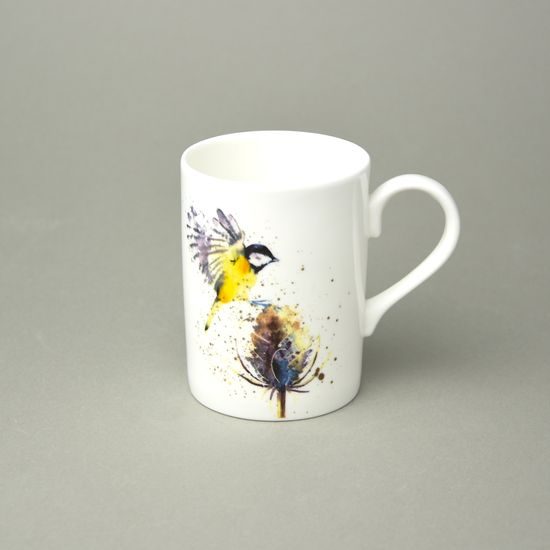 Ptáčci na bodláku: Hrnek Lucy 320 ml, anglický kostní porcelán, Roy Kirkham