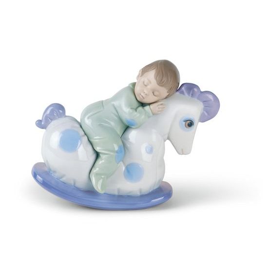 A Sleepy Boy On The Rocking Horse, 14 x 17 x 6,3 cm, NAO Porcelain Figures