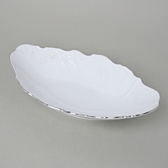 Bread basket 34 cm, Thun 1794 Carlsbad porcelain, BERNADOTTE frost, Platinum line
