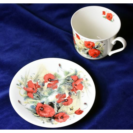 Poppy: Cup 420 ml and saucer breakfast, Roy Kirkham fine bone china