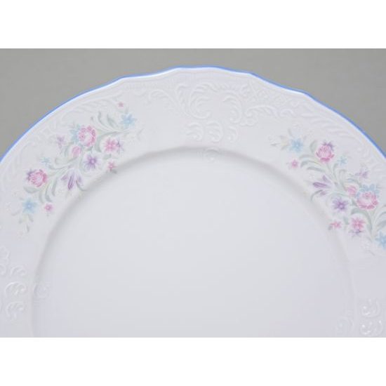 Diner plate 25 cm, Thun 1794 Carlsbad porcelain, BERNADOTTE blue-pink flowers