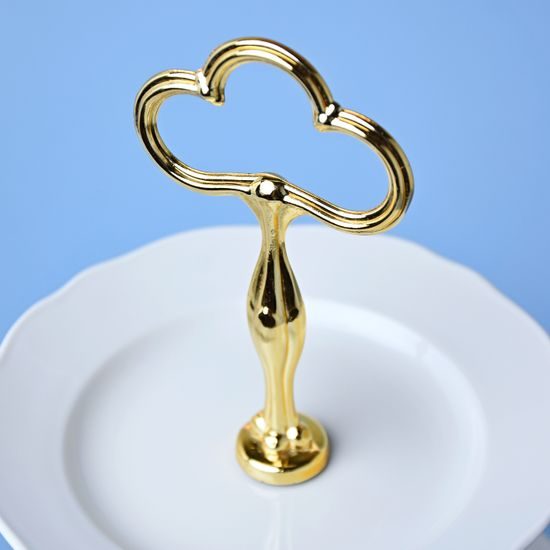 Etažer třídílný - talíře plné / zlacená tyčka, Bílý porcelán, Český porcelán a.s.