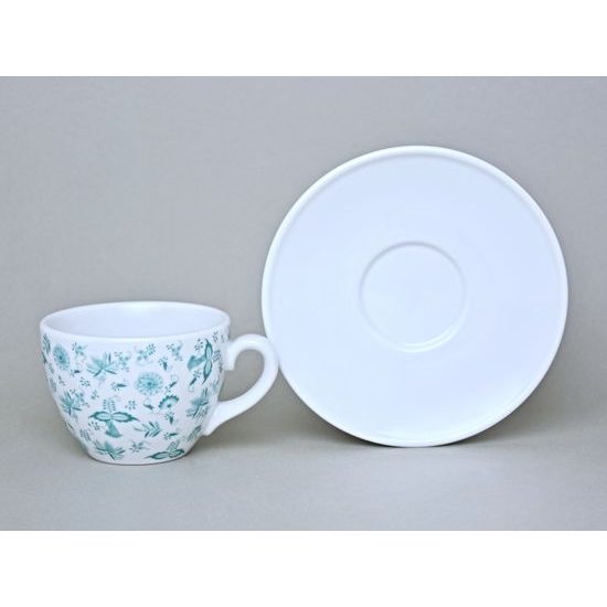 Šálek 250 ml a podšálek 15 cm Milada, Fragmenty cibuláku, zelená, Český porcelán a.s.