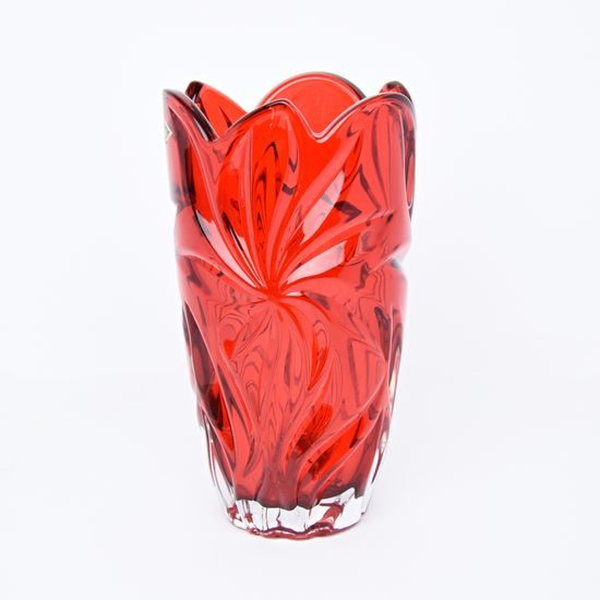 Skleněná váza Flora Red, 28 cm, Aurum Crystal