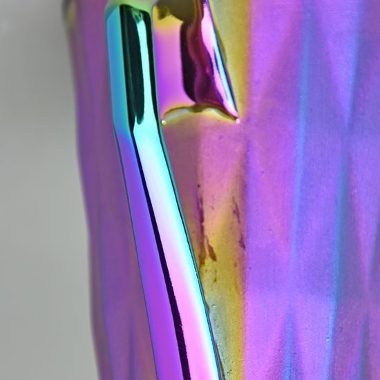 Mug Diamond Rainbow Titan MATTE, Rainbow colors + Platinum, 250 ml, Goldfinger porcelain