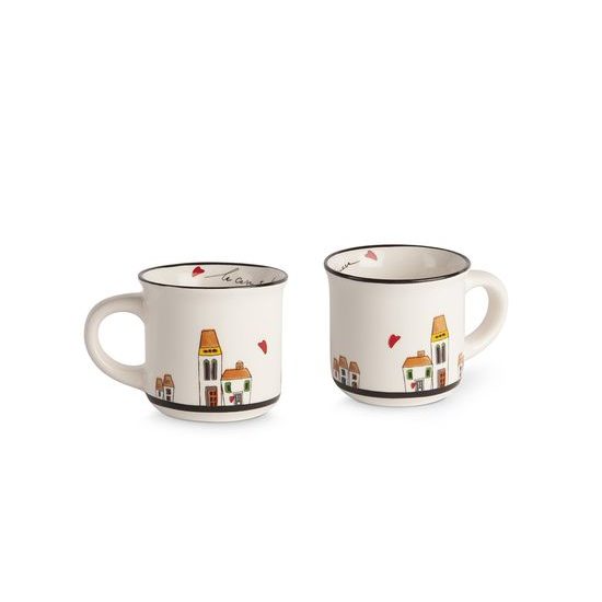 Set of mini mugs 100 ml + Tray, (WITHOUT SUGAR BOWL) “LE CASETTE”, Glazed Ceramics, EGAN
