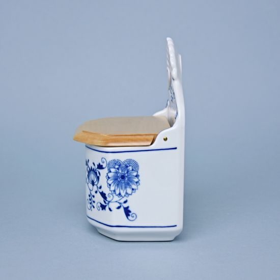 Slánka závěsná s dřevěným víčkem s nápisem Sůl 0,70 l, Cibulák, originální z Dubí