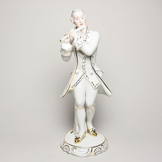 Gentleman rococo 13 x 13 x 33 cm, White + Gold, Porcelain Figures Duchcov