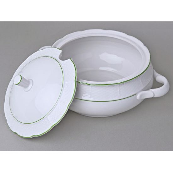 7047703: Soup tureen 2,7 l, Thun 1794, karlovarský porcelán, NATÁLIE light green lines