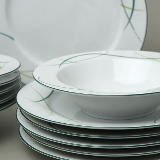 Plate set 12 pcs., Thun 1794, karlovarský porcelán, OPÁL grass