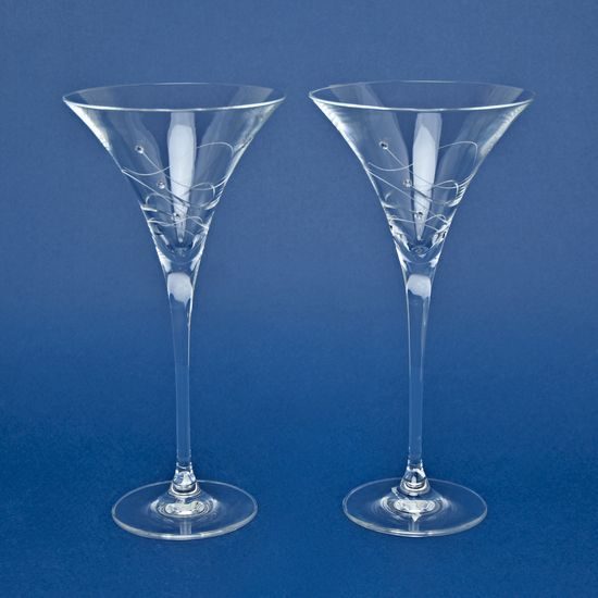 Set of 2 High Martini / Cocktail Glasses, 250 ml, Swarovski Crystals