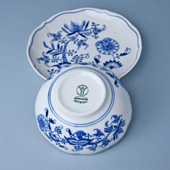 Cup / bowl and saucer for soup 250 ml + 17,5 cml, without handles, Original Blue Onion Pattern