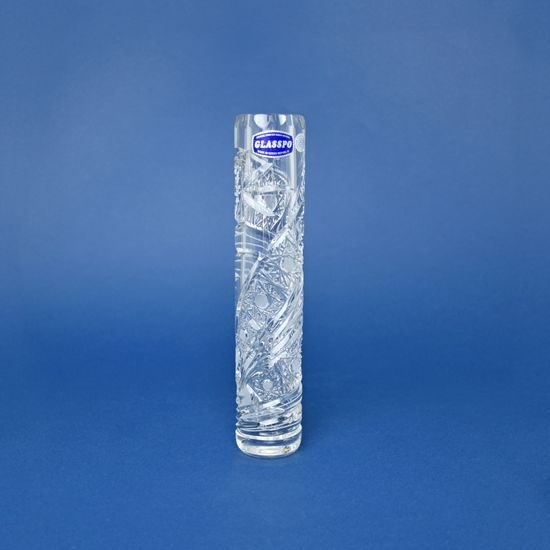 Křišťálová váza válec broušená úzká Kometa, 230 mm, GLASSPO / Crystal Bohemia