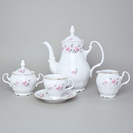 Golden line: Coffee pot 1,2 l, Thun 1794 Carlsbad porcelain, BERNADOTTE roses