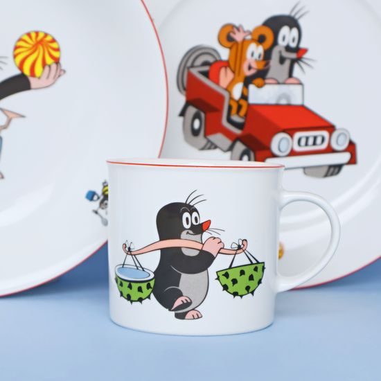 Children's set "Mole with car" 3 pcs, Thun 1794 Carlsbad porcelain