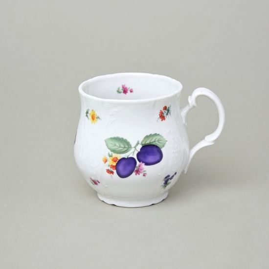 Hrnek Jonáš 310 ml, Thun 1794, karlovarský porcelán, BERNADOTTE švestky a květy