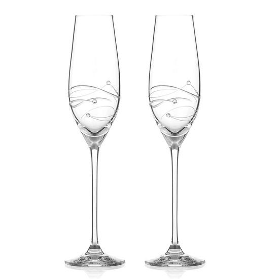 Spiral - Set of 2 champagne glasses 210 ml, Swarovski Crystal, DIAMANTE