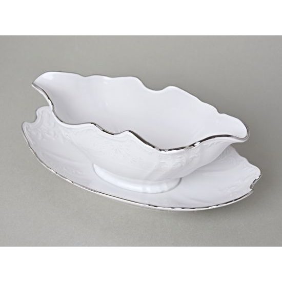 Sauce boat 500 ml, Thun 1794 Carlsbad porcelain, BERNADOTTE frost, Platinum line