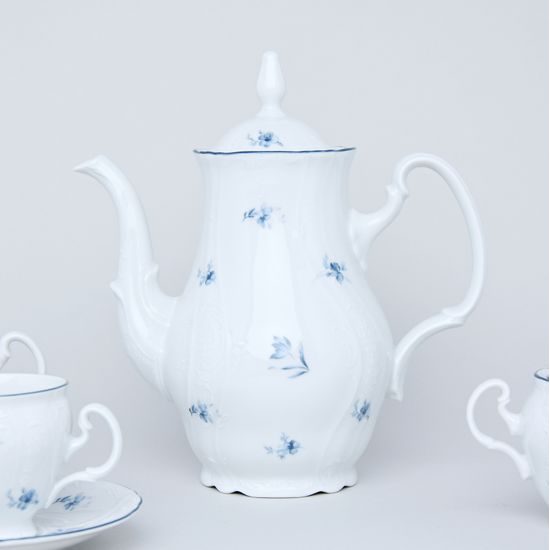 Coffee set for 6 persons, Thun 1794 Carlsbad porcelain, BERNADOTTE blue flower