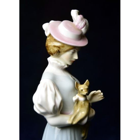 Lady with dog 8 x 9 x 26 cm, Luxor, Porcelain Figures Duchcov