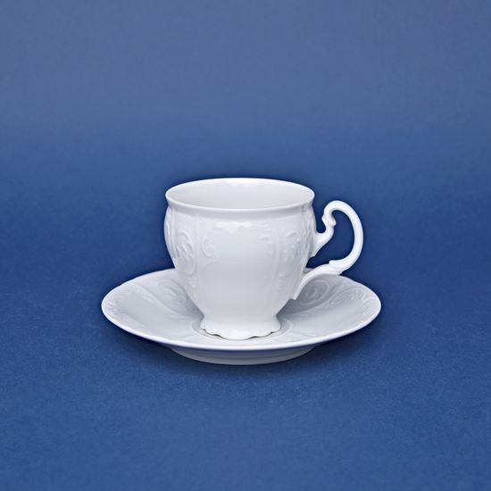 Coffee cup and saucer 150 ml / 14 cm, Thun 1794 Carlsbad porcelain, BERNADOTTE white