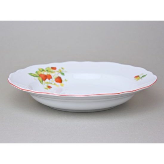 Red line: Deep plate 24 cm, strawberries, Český porcelán a.s.