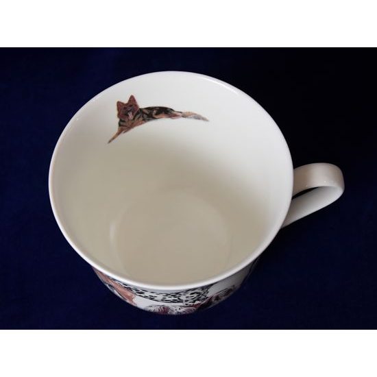 Psi: Šálek 420 ml a podšálek snídaňový, anglický kostní porcelán Roy Kirkham
