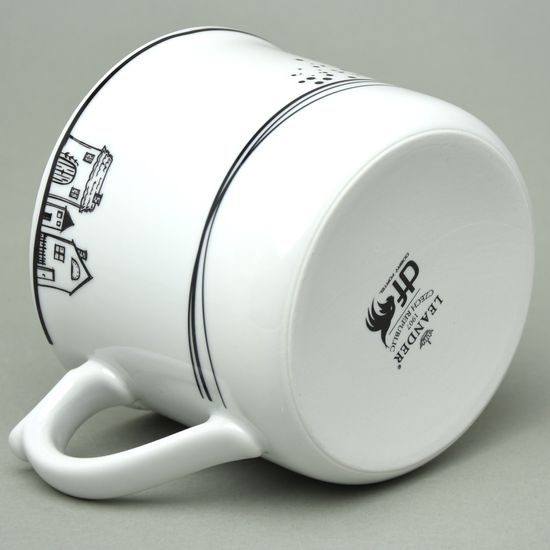 Hrnek Vařák obří 700 ml, růžový domeček, Leander Loučky