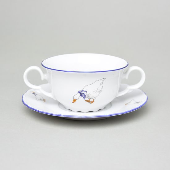 Šálek 190 ml a podšálek 17 cm na menší polévku, Ophelie husy, Thun 1794 Nová Role