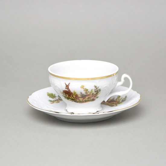 Šálek a podšálek čajový 205 ml / 16 cm, Thun 1794, karlovarský porcelán, BERNADOTTE myslivecká