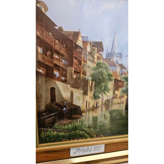 Picture 32,5 x 38 cm Praha 1852, porcelain + wooden frame, Roman Široký