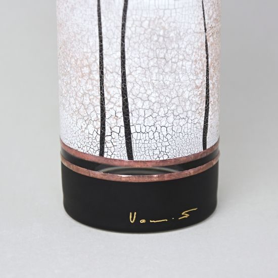Studio Miracle: Vase Black & White Trees, 25 cm, Hand-decorated by Vlasta Voborníková