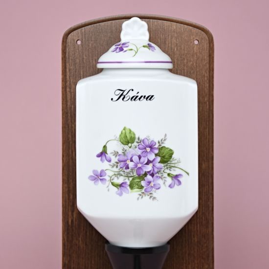 Kávomlýnek závěsný s nápisem 34 cm, fialky, Český porcelán a.s.