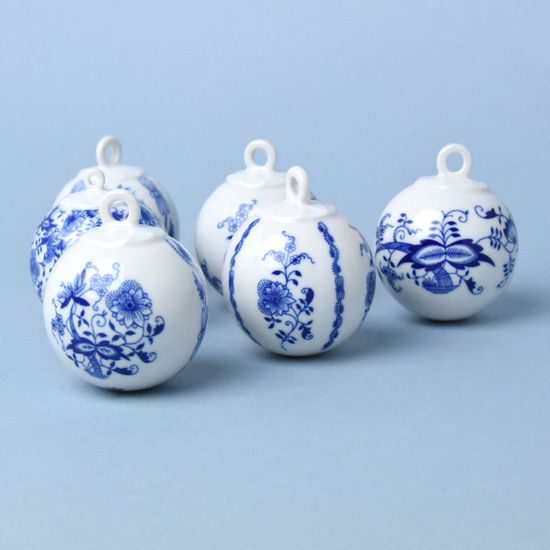 Christmas tree balls 6,5 cm - set of 6 pcs., Original Blue Onion pattern
