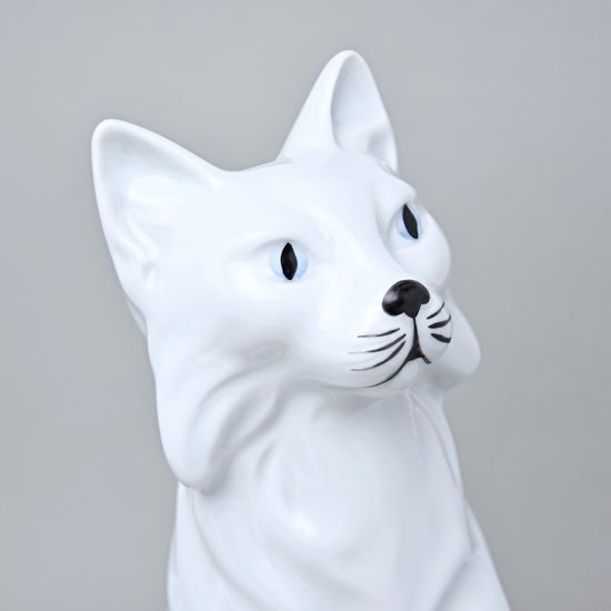 Kočka Bílá 22,5 x 17 x 34 cm, Luxor, Porcelánové figurky Duchcov