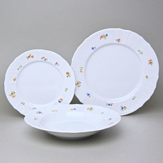 Talířová souprava pro 6 osob, Thun 1794, karlovarský porcelán, BERNADOTTE házenka