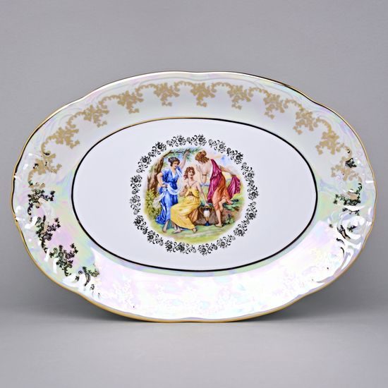 Dish oval 38 cm, The Three Graces + gold, Carlsbad porcelain